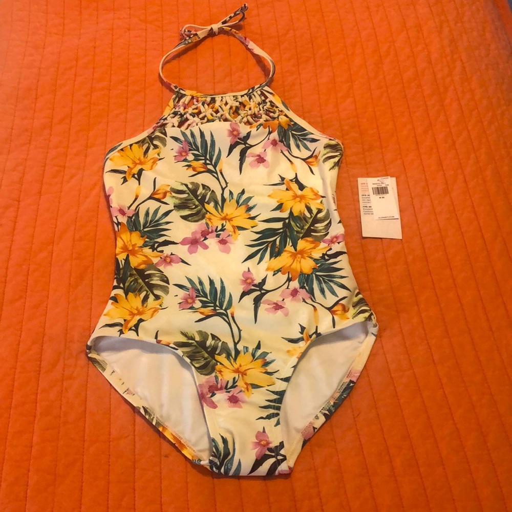 NWT Girls Old Navy tropical one piece swimsuit. Size M (8)